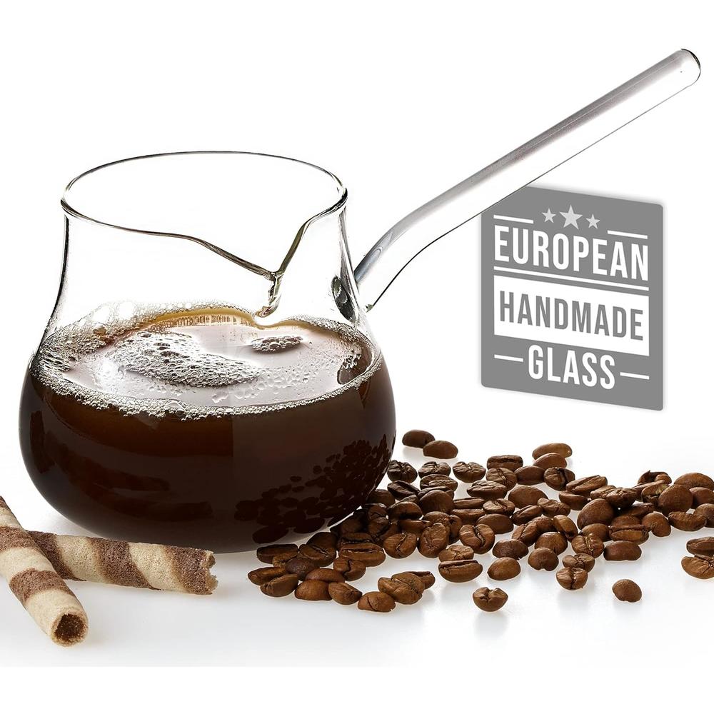 Generic Classics Turkish Coffee Pot Borosilicate Glass, Stovetop Tea Maker, Jazzva Cezve Briki, Healthy and Extremely Heat Resistant Mi