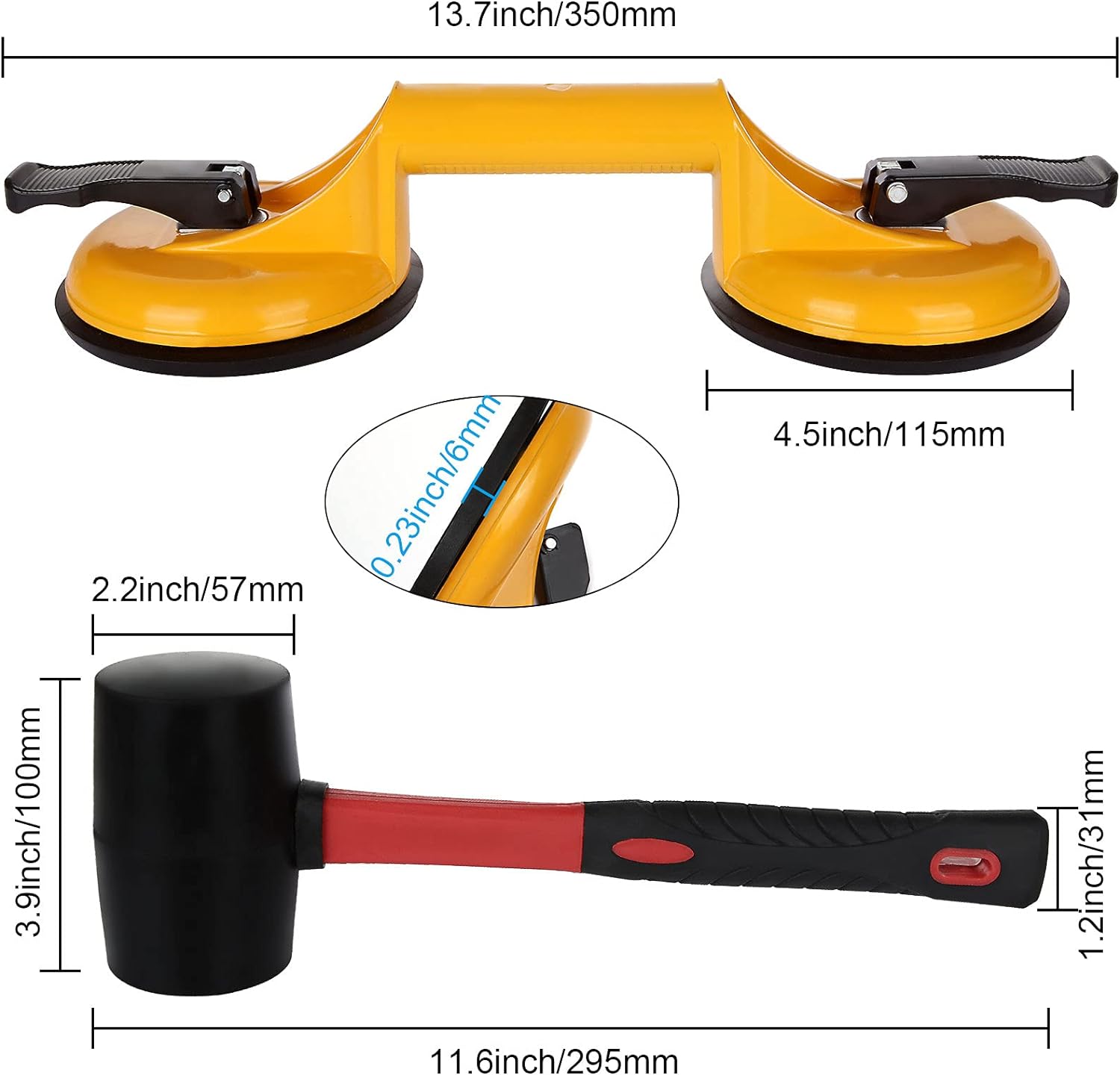 fviexe Floor Gap Fixer Tool for Laminate Floor Gap Repair Include Suction Cup and Mallet for Vinyl Plank (Can't use on scraped surface