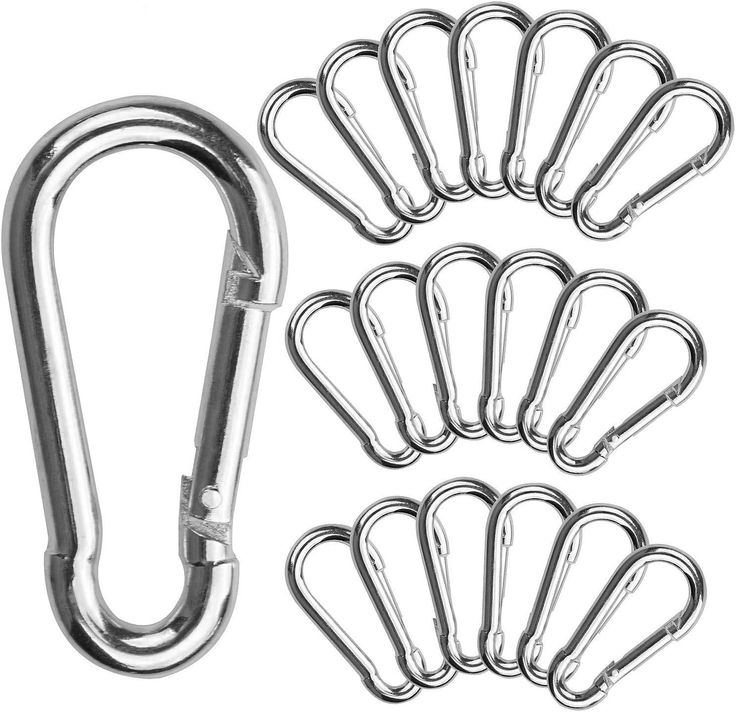 Acrux7 20 Pcs Small Carabiner Clip 1.57 Inch Stainless Steel Spring Snaps  Hook M4 for Keys Swing Set Camping Fishing Hiking Traveling