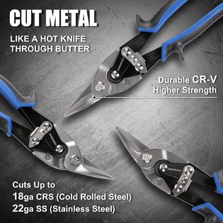 COMOWARE 3 Pack Aviation Tin Snips, 10 Inch Tin Snips for Cutting Sheet  Metal, Cr-V