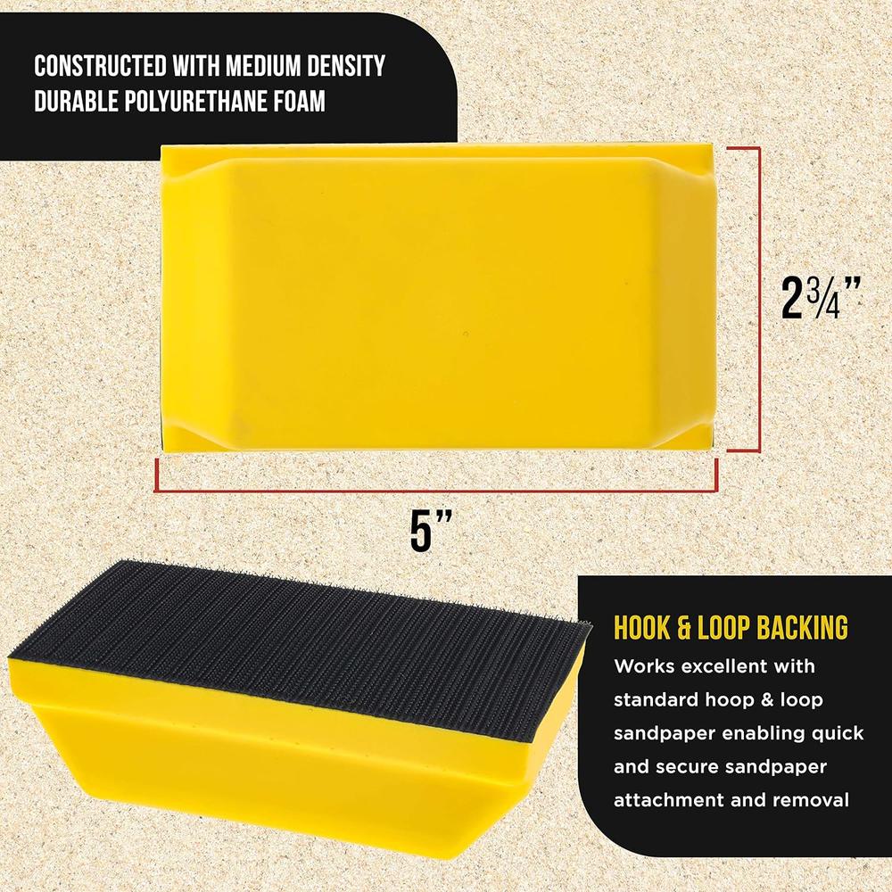 Dura-Gold Pro Series Rectangle 5" x 2-3/4" Hand Sanding Block Pad with Hook