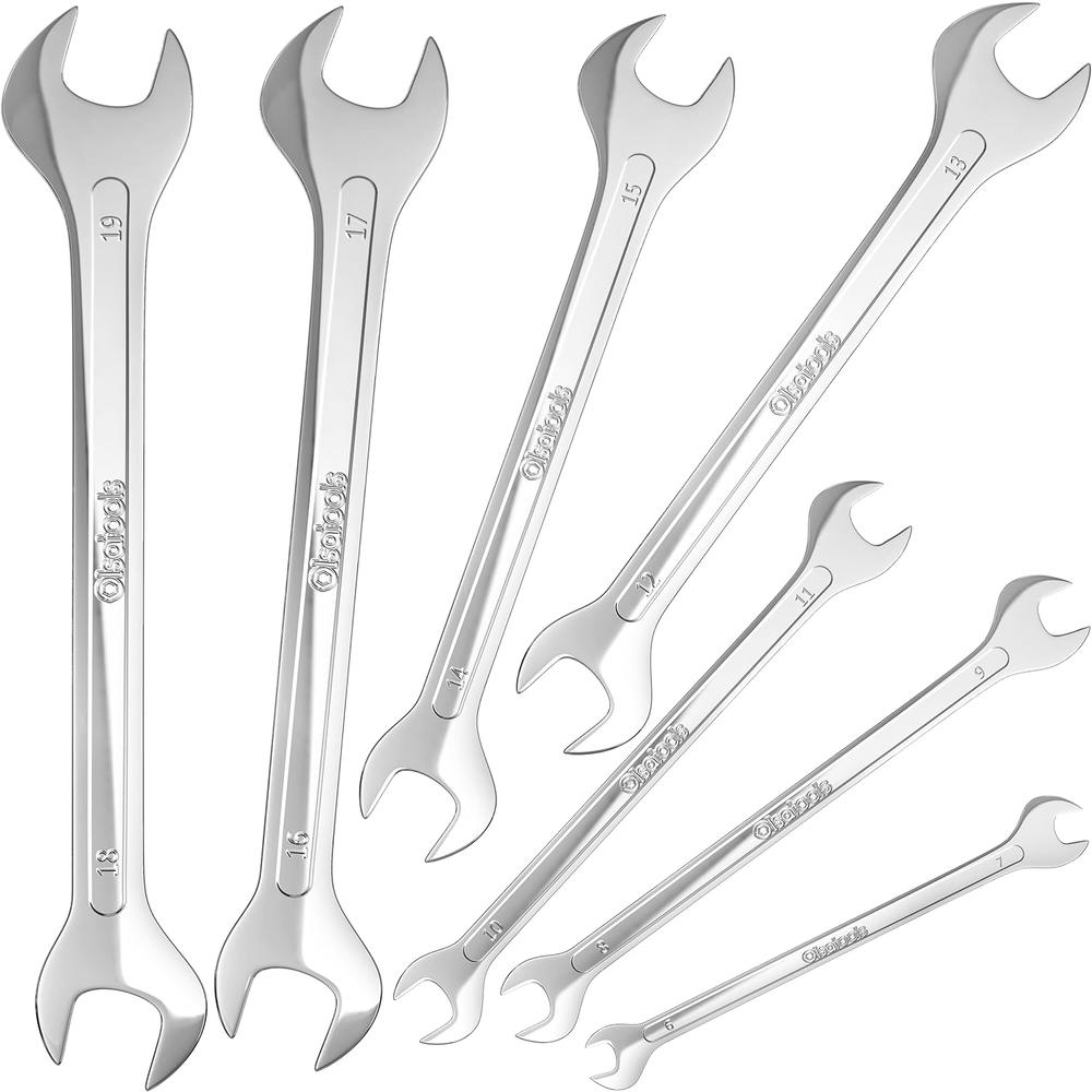 Olsa Tools 7pc Metric Slim Profile Wrench Set | Metric Thin Wrench Set | Flat Wrench Set | Mechanics Professional Grade Thin Wrench Set |