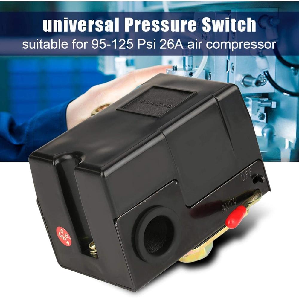 Tyenaza Air Compressor Pressure Switch,95-125 Psi 240V 26A Pressure Switch For Air Compressor 240v Compressor Control Pressure Switch A