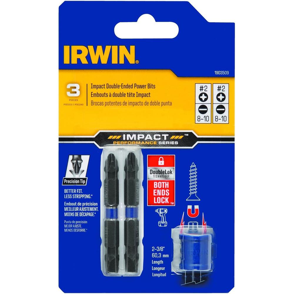 Irwin Tools IMPACT Performance Series Double-Ended Screwdriver Power Bit, Assorted, 2 3/8-inch length, 7-Piece Set with Magnetic Scre