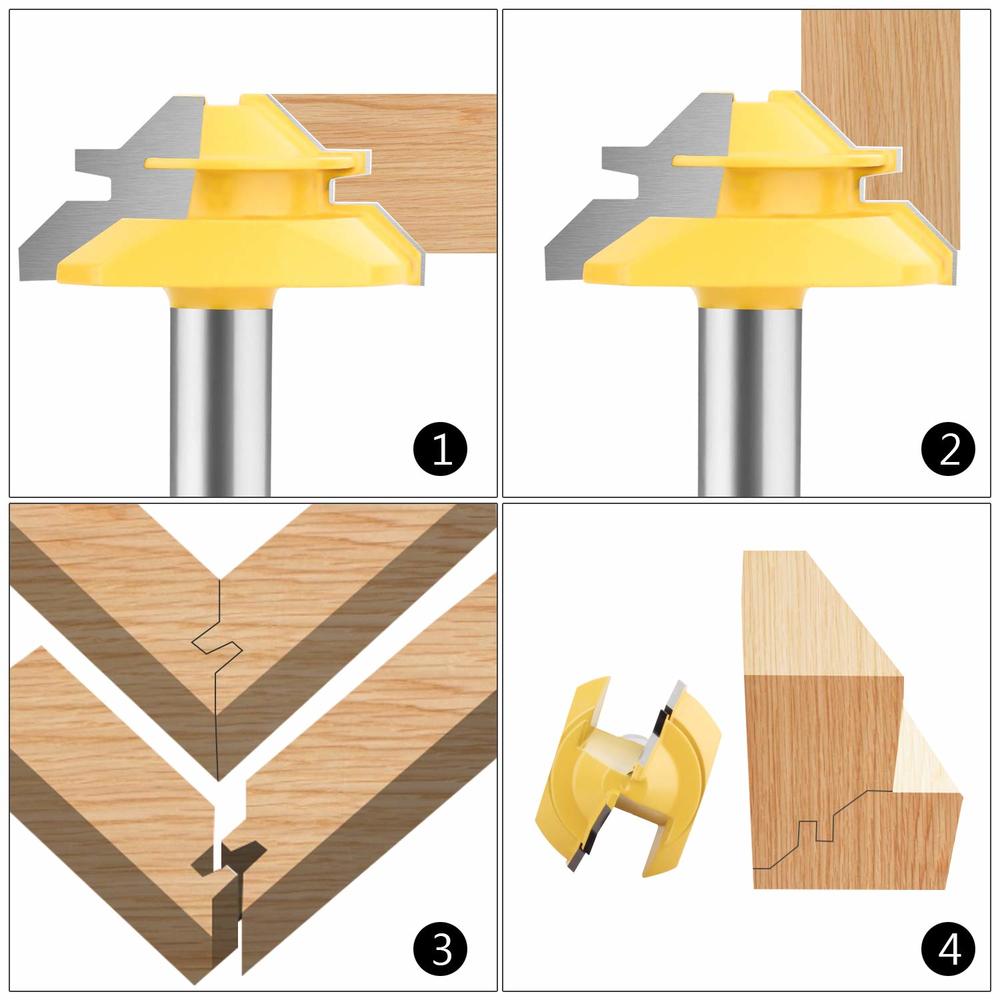 Generic 45 Degree Lock Miter Router Bit - BAIDETS 1/2 Inch Shank, 3/4 Inch Stock, 2 Inch Diameter, Carbide Wood Router Bits Woodworking