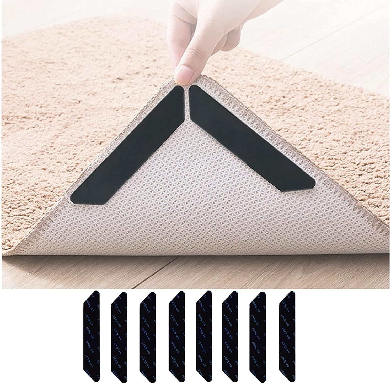 Yalixuan Rug Gripper,8 Pcs Rug Grippers for Area Rugs,Non Slip Rug Grippers for Hardwood Floors,Anti Slip Carpet Pads for Tile/Wood Floo
