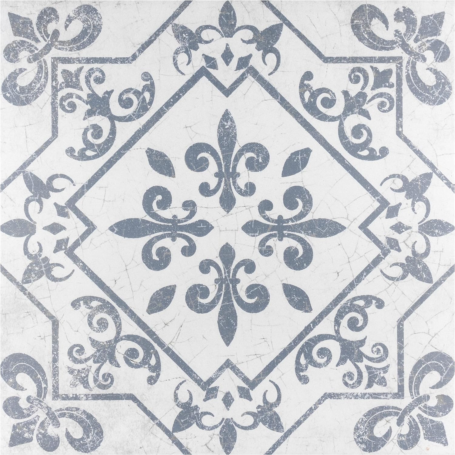 SOMERTILE Atlantic Azul Encaustic 17.63" x 17.63" Ceramic Floor and Wall Tile