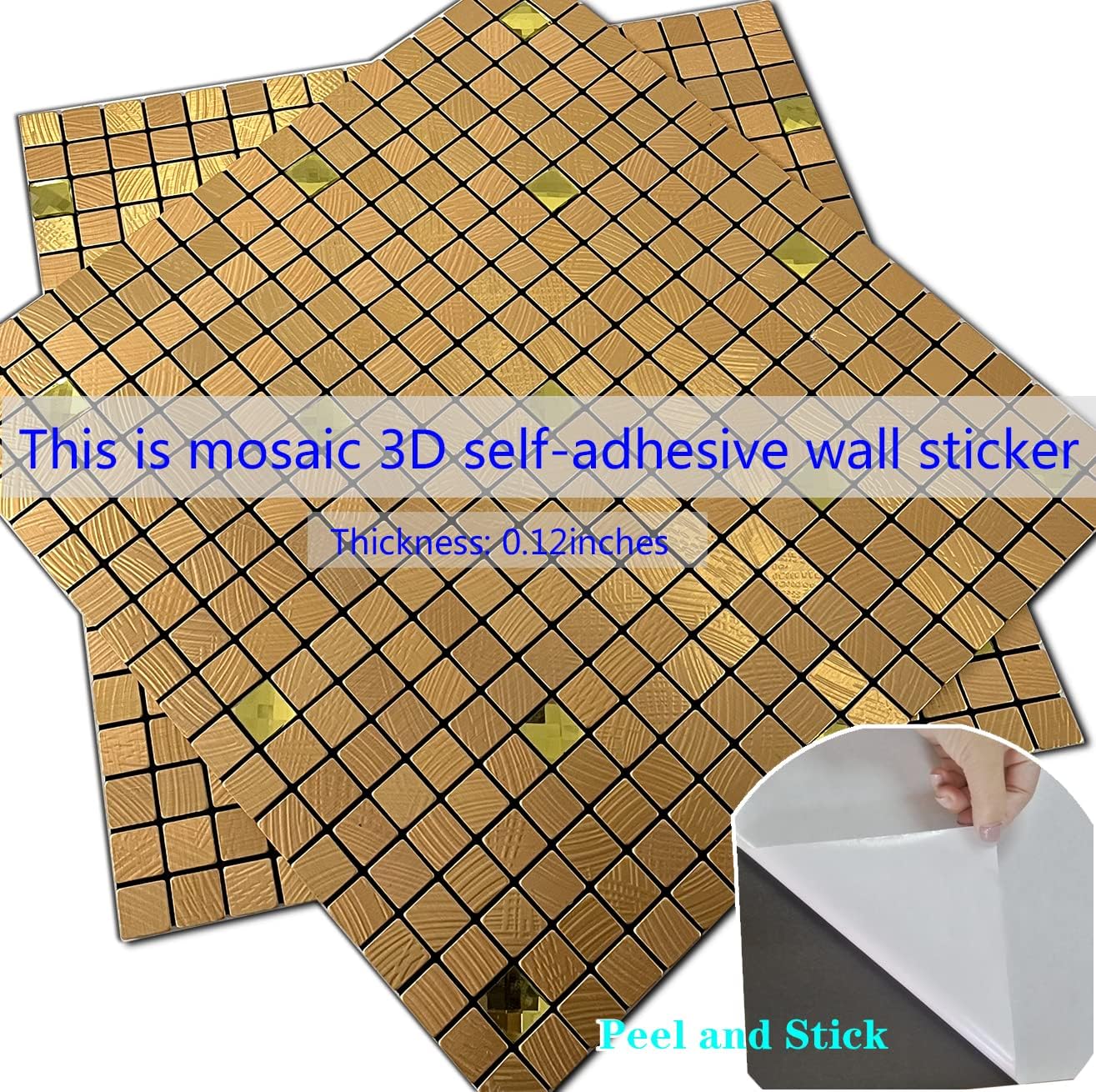 XUANINY Peel and Stick Backsplash Tiles for Kitchen,Bathroom ,Fireplace ,Self Adhesive Metal Aluminum Mosaic (12"x12") (5, Go