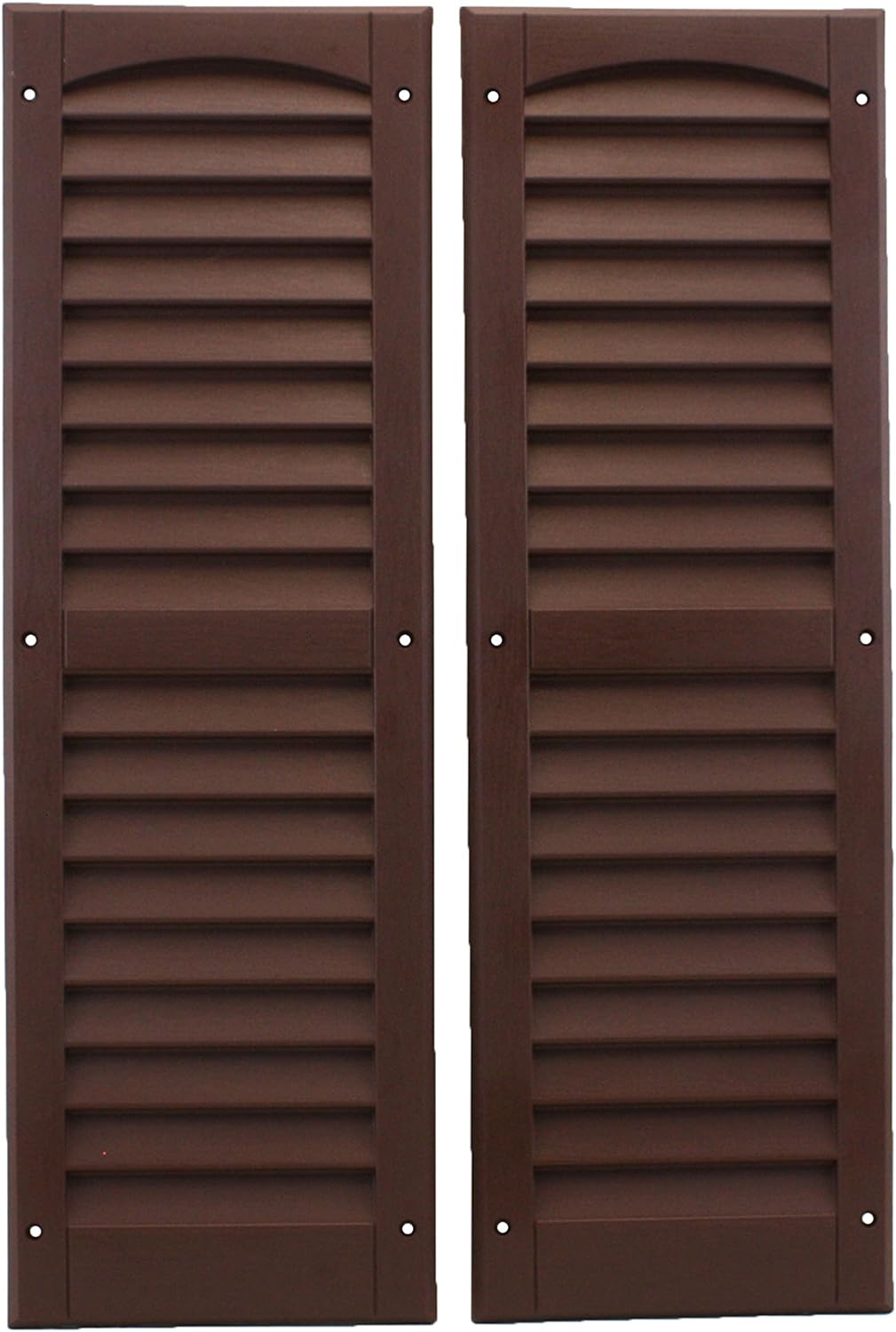 Shed WIndows and More Louvered Shed Shutter or Playhouse Shutter, Brown 9" X 27", 1 Pair
