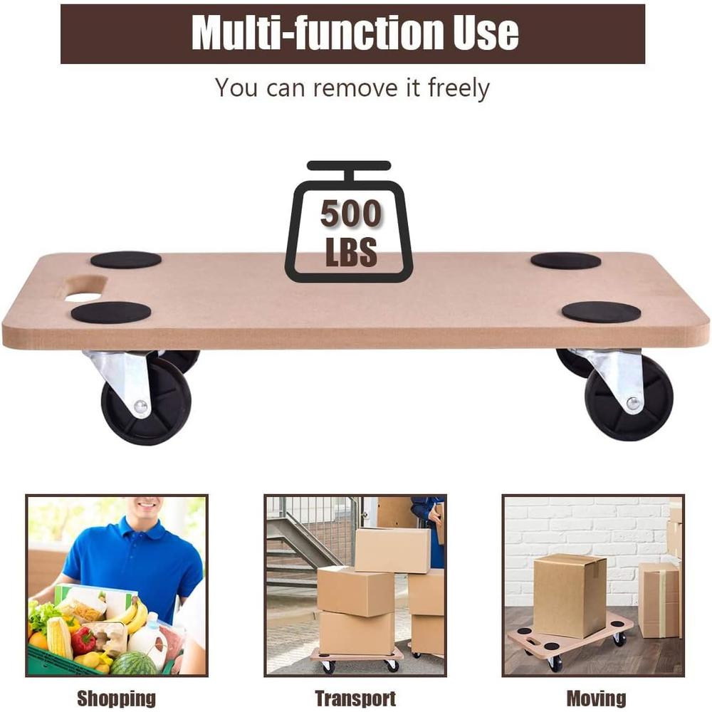 Goplus Furniture Moving Dolly, Heavy Duty Wood Rolling Mover with Wheels for Piano Couch Fridge Heavy Items, Securely Holds 500 Lbs (2
