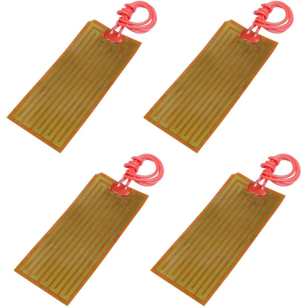 icstation 4 PCS Film Heater Plate Adhesive Pad,  PI Heating Elements Film 24V 30W Strip Heater Adhesive Polyimide Heater Plate 45mmx100mm