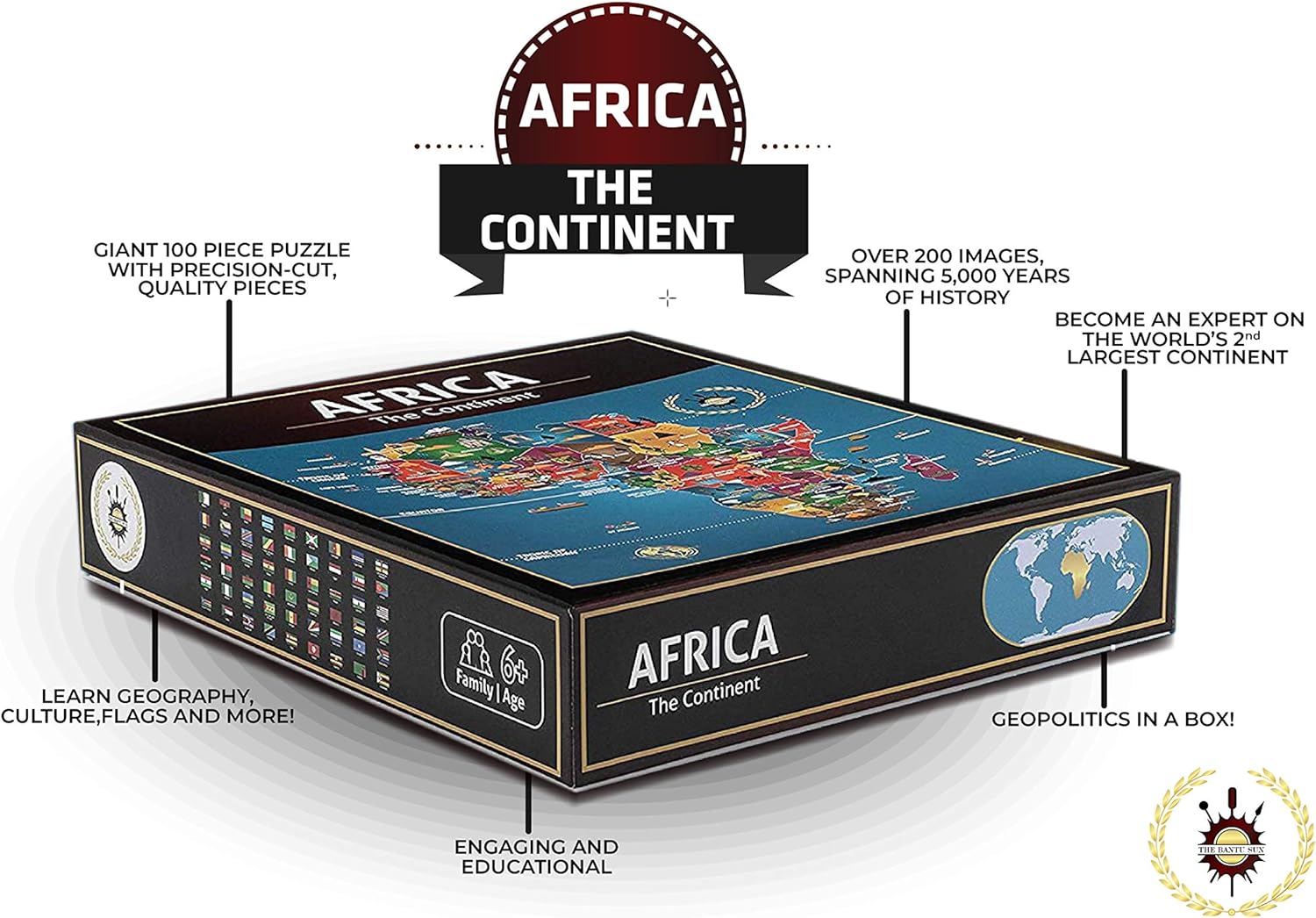 6 years and up Africa Jigsaw Puzzle - Map of Africa - Black History - Board Games - Jigsaw Puzzles - 100 Piece Puzzles - Continent Puzzle - Ge