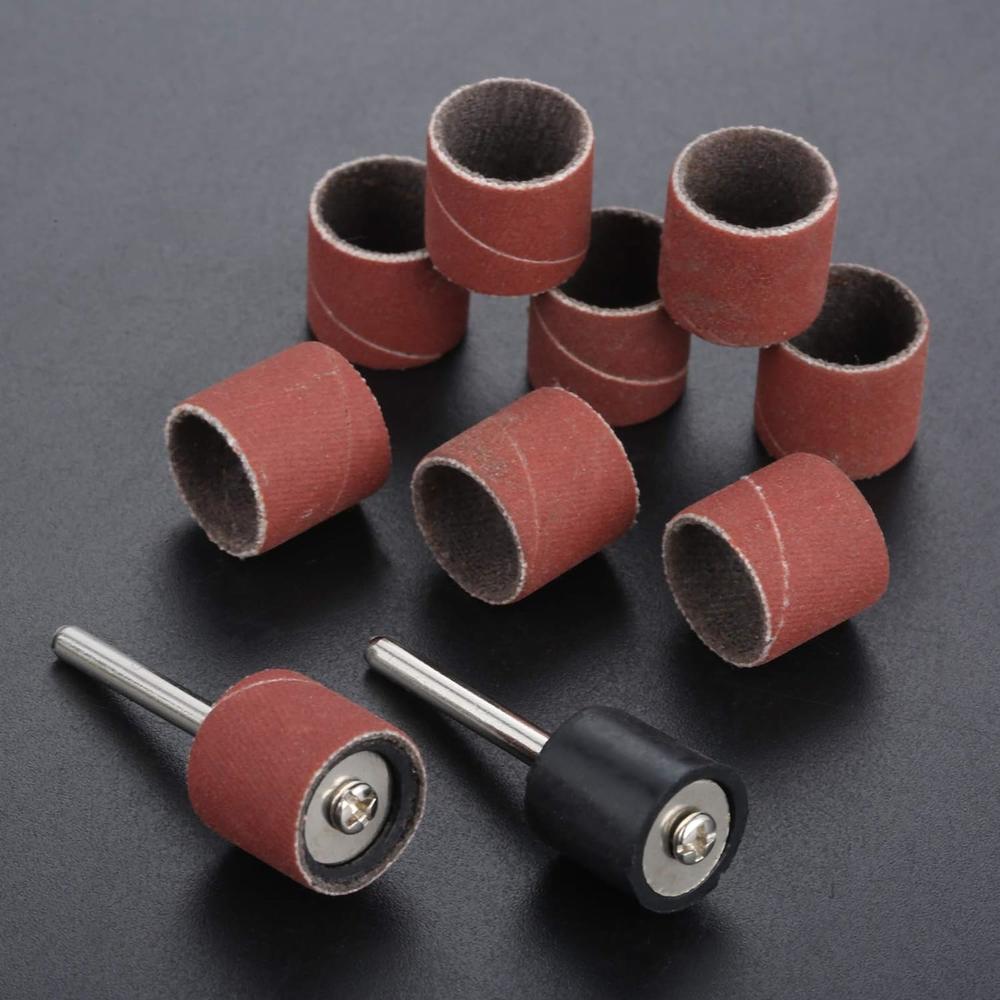 Generic 100 PCs Sanding Bands 600 Grit Drums Sleeves for DREMEL Rotary Tools with 2PCs Mandrel 12CM
