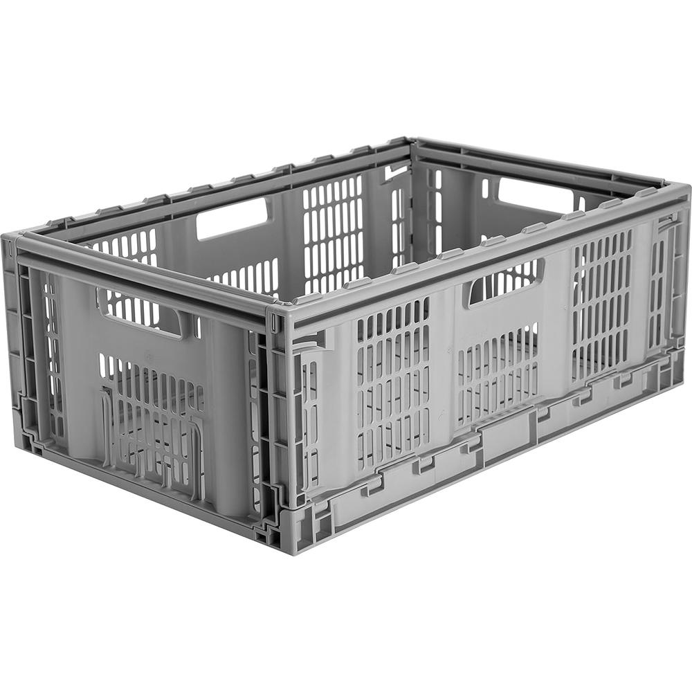 Generic CleverMade CleverCrates Pro-Grade 46 Liter Collapsible Storage Bin/Container: Grated Wall Utility Basket/Tote, Grey, 3 Pack