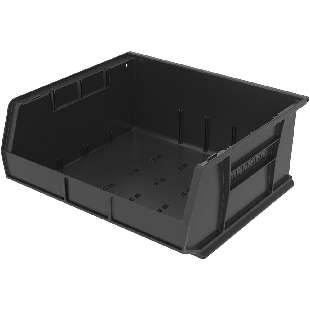 Akro-Mils 30250 AkroBins Plastic Storage Bin Hanging Stacking Containers, (15-Inch x 16-Inch x 7-Inch), Black, (6-Pack)