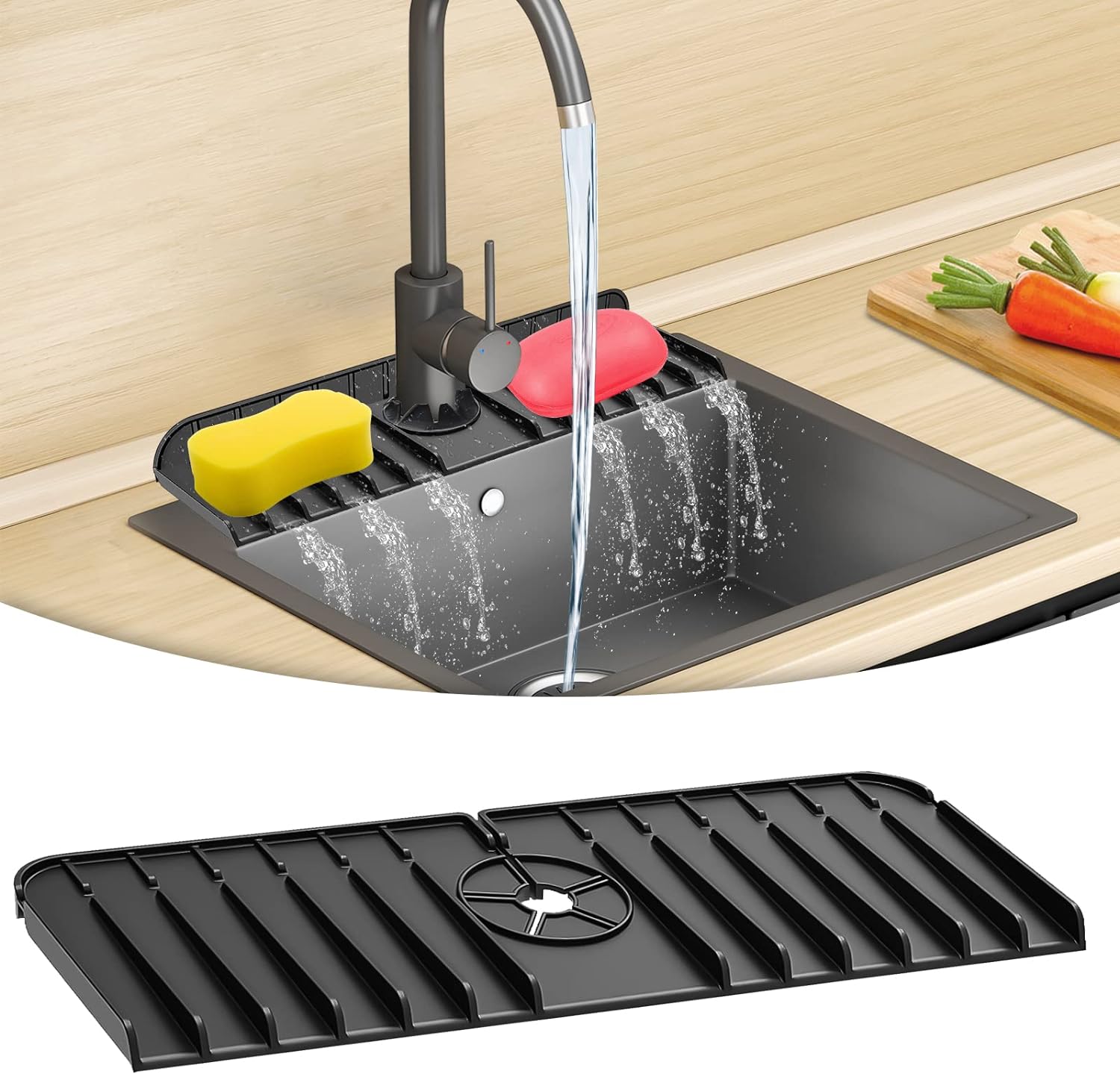 Exempt Kitchen Sink Splash Guard Faucet Mat, Upgraded Kitchen Guard  Silicone Faucet Water Catcher Mat, Sink Draining Pad Keep Kitchen/