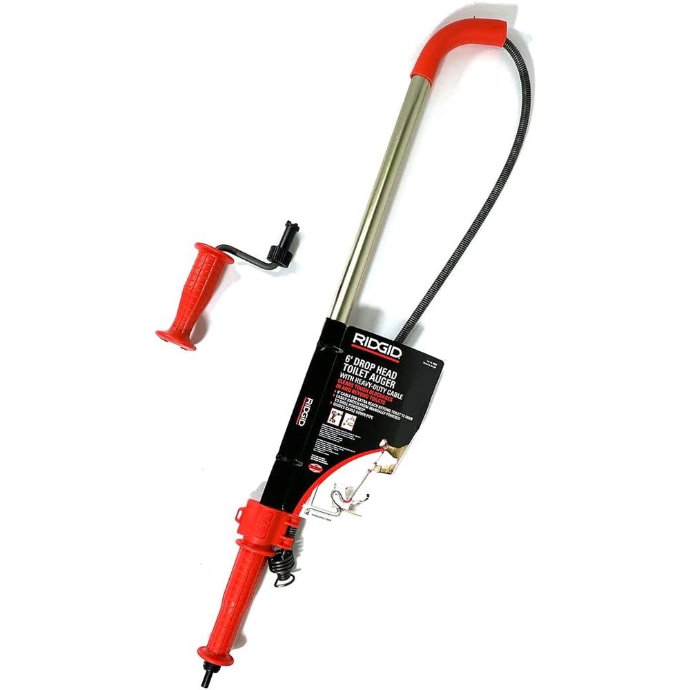 RIDGID TOOL COMPANY RIDGID 59802 K-6 DH Toilet Auger, 6-Foot Toilet Auger Snake with Drop Head to Clear Clogged Toilets with Hard Angles