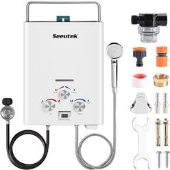 Seeutek Portable Water Heater 1.6GPM/6L, Outdoor Propane Gas Tankless Water Heater, On Demand Water Heater for RV Camping, Instant Hot