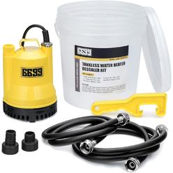 6699 Tankless Heater Descaling Flush Kit Includes Submersible Water Pump with Adapters 2.5 Gallons Pail with Bucket Lid Opener and T