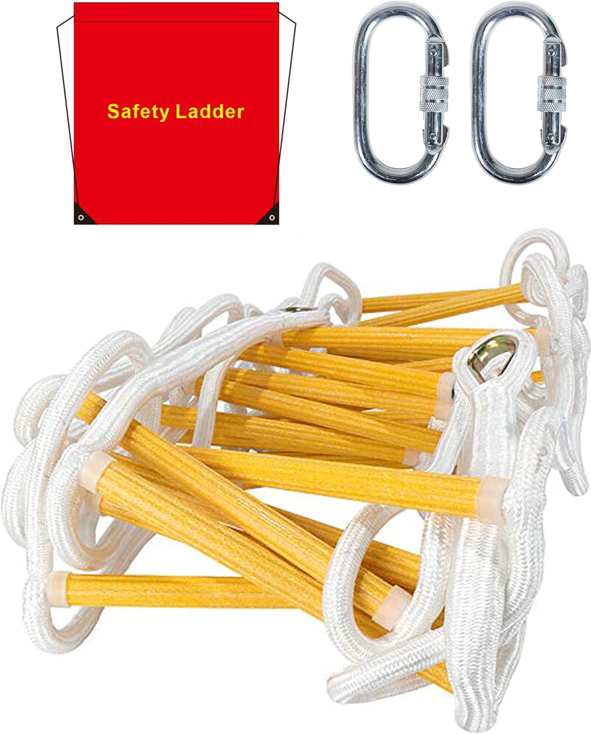 BHWHOME Emergency Fire Escape Ladder Flame Resistant Safety Rope Ladder  with Hooks Fast to Deploy