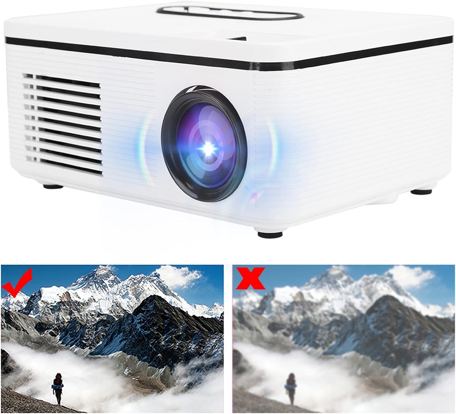 CiCiglow Mini Projector, Portable Video-Projector,Multimedia Home Theater Movie Projector,Video Projector 1080P Compatible with Desktop