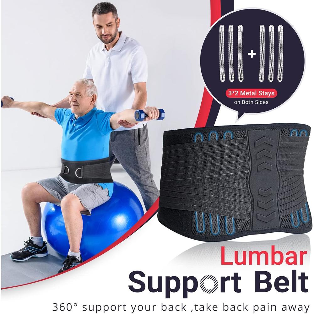Hameio Back Brace for Men Women Lower Back Breathable Back Support Belt Adjustable Straps for Heavy Lifting, Relief Sciatica,Herniated