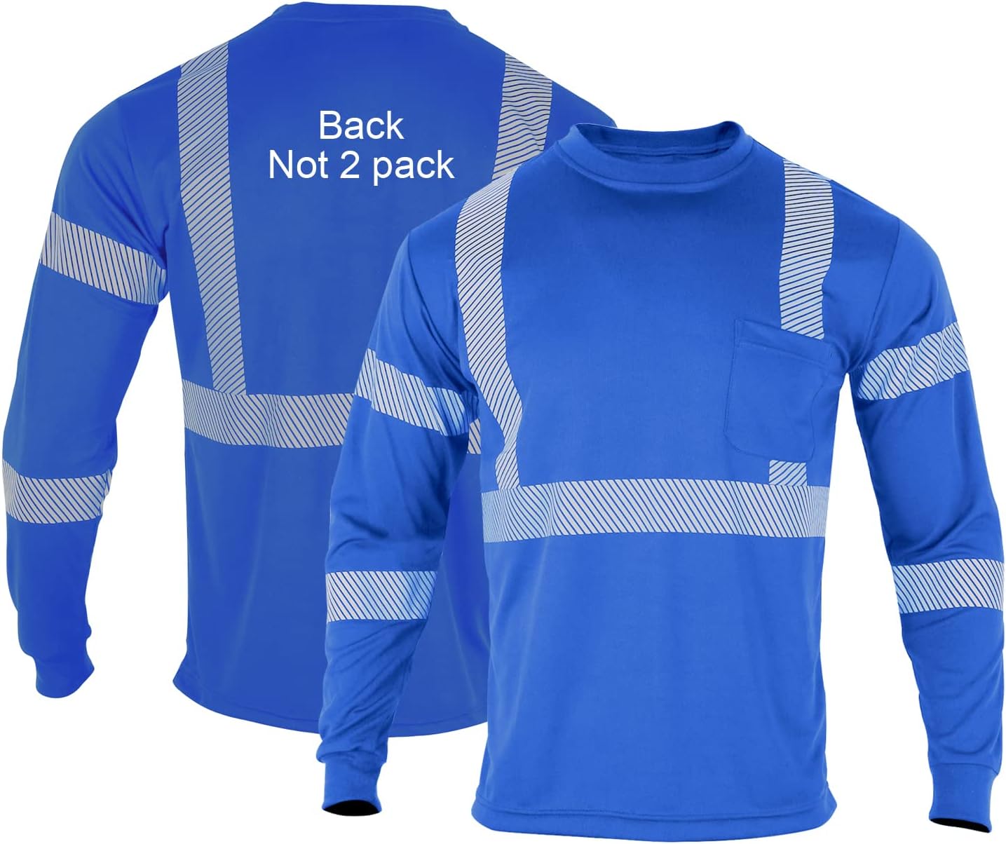 FONIRRA Safety Reflective High Visibility T Shirt for Men with Long Sleeve ANSI Class 2(Blue,S)