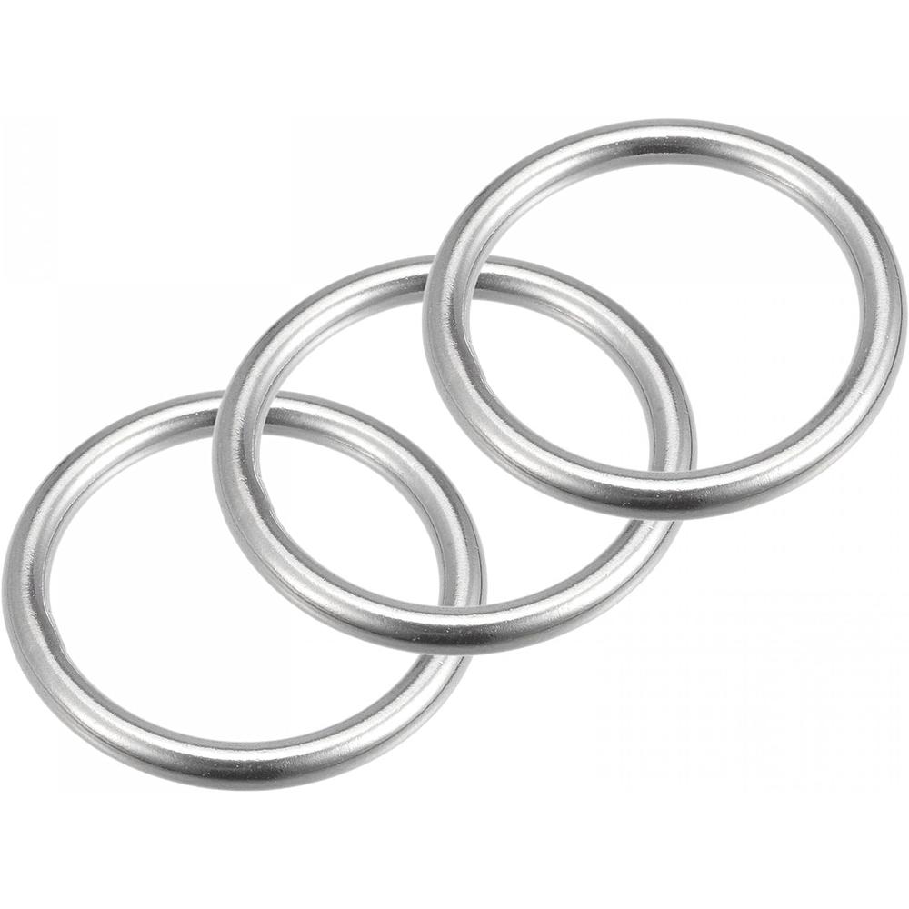UXCELL 316 Stainless Steel Round Ring Welded O-Rings 45mm(1.77") ID 6mm Thick 3pcs