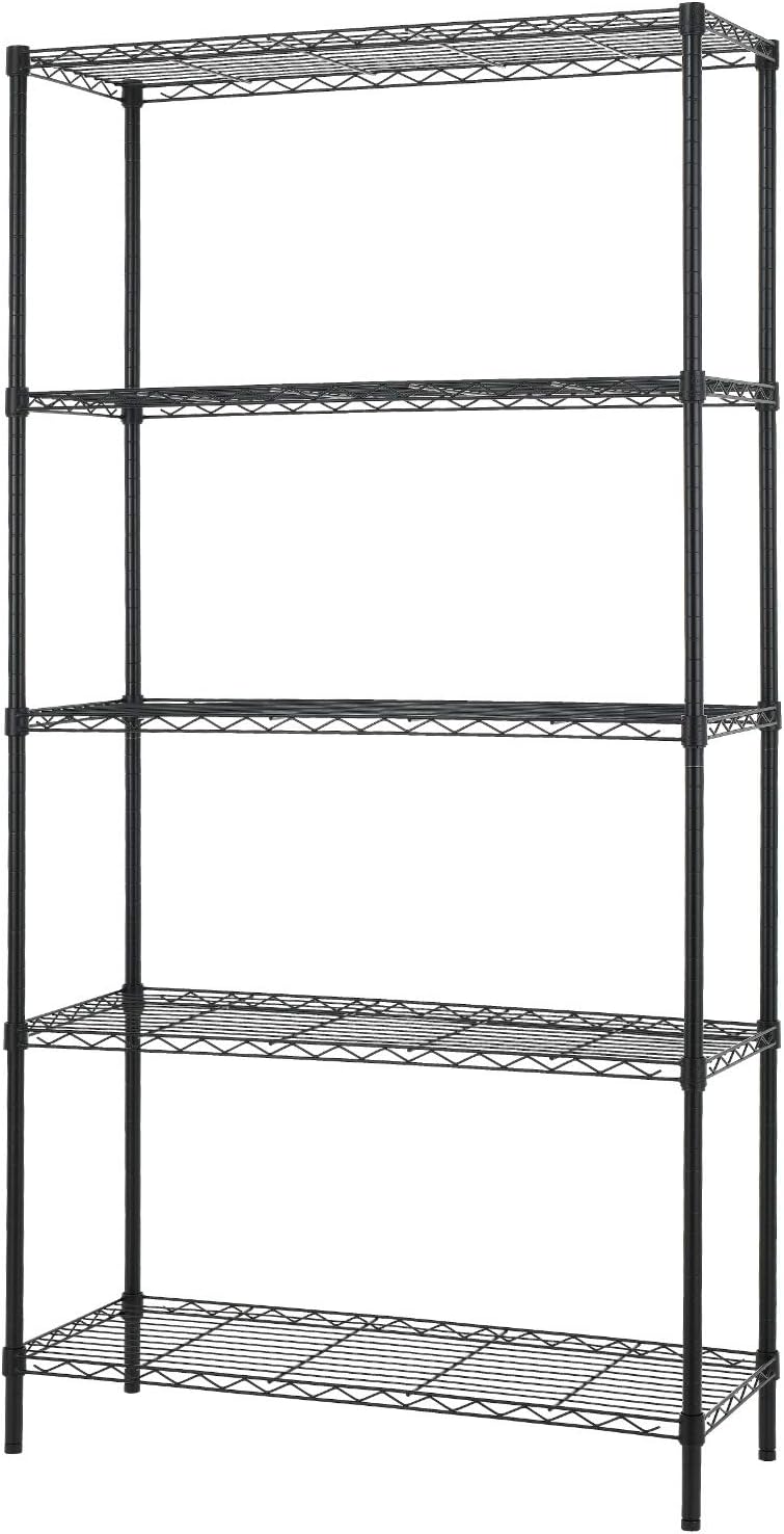 FDW 14" D x 36" W x 72" H 5-Shelf Wire Shelving Adjustable Metal Shelf Large Storage Shelves Heavy Duty Height Comme