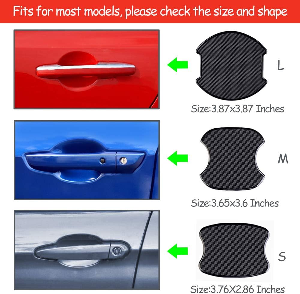 Sanvne WORCAS 4Pcs Car Door Handle Protective Films,Universal 3D Carbon Fiber Car Door Handle Paint Protection Film for Grip Recesses(
