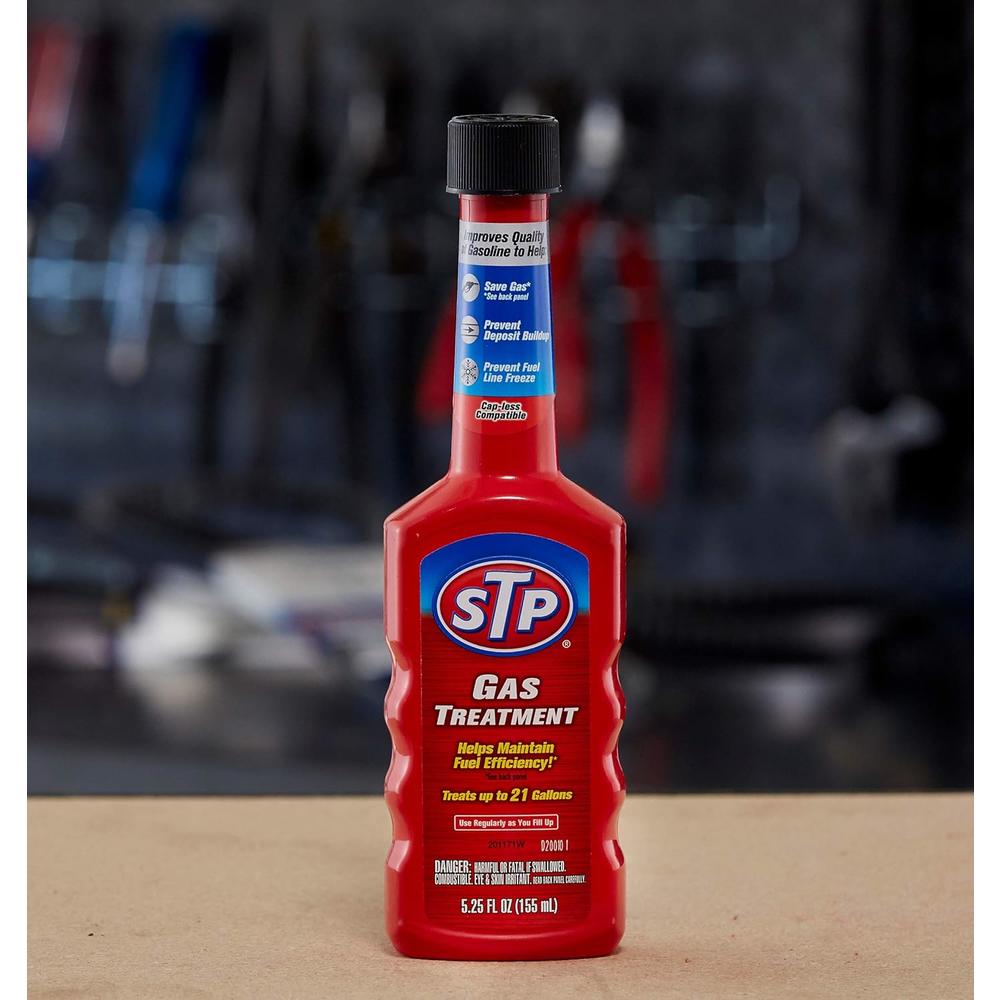 STP Gas Treatment, Bottled Fuel System Cleaner Improves Gas Quality, 5.25 Oz,