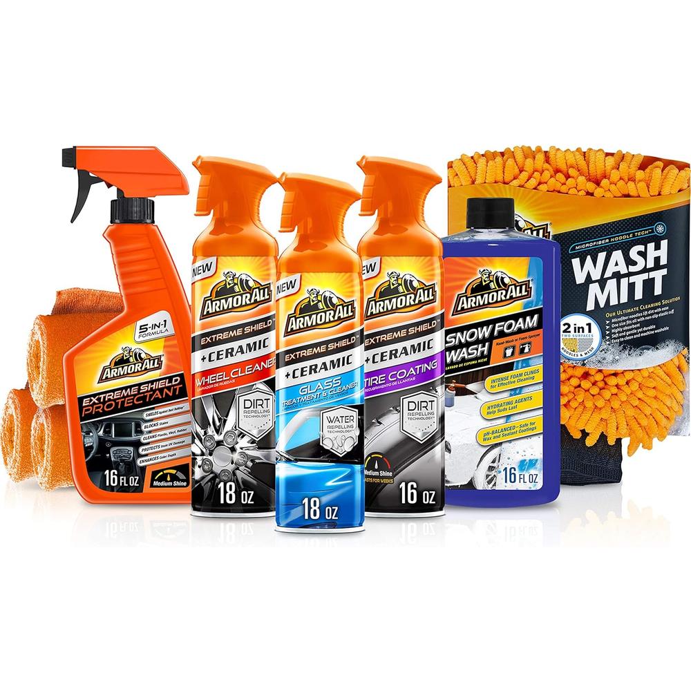 Armored Auto Group Sales Inc. Armor All Ultimate Car Detailing Kit, Includes Car Wash, Glass Cleaner, Tire Cleaner, Microfiber Accessories