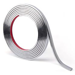 LONGKING 10 ft Self-Adhesive Caulk and Trim Strips for Tiles, Floors, Ceilings, Countertops and More in Shiny Silver