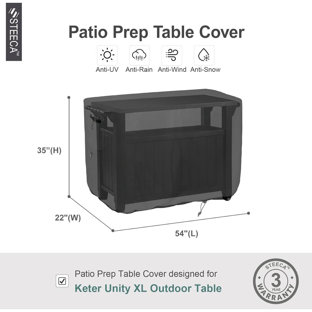 Generic STEECA Patio Prep Table Cover for 52 Inch Keter Unity XL Portable Table, Waterproof Weather-Resistant BBQ Grill Prep Table Cove