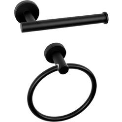 NearMoon 2 Pieces Bathroom Hardware Accessories, Towel Ring and Toilet Paper Holder- Stainless Steel Bathroom Towel Hanger and Hand Towe