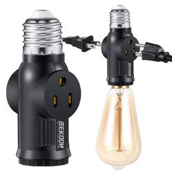 Generic 3 Prong Light Bulb Outlet Socket Adapter, E26 E27 Light Socket to Plug Adapter, 2/3 Prong Light Outlet Plug Splitter Converter