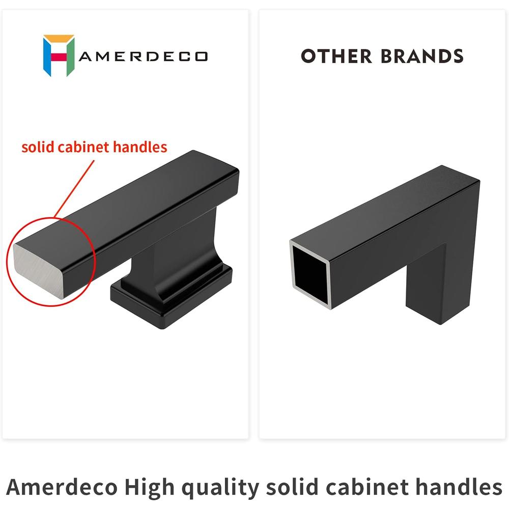 &#226;&#128;&#142;Amerdeco 10 Pack Matte Black Cabinet Pulls 5 Inch(128mm) Hole Centers Kitchen Cabinet Handles Cabinet Hardware Kitchen Handles for Cabin