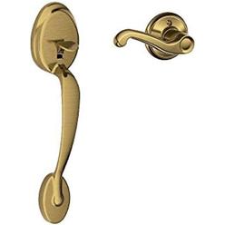 Schlage Lock Company Plymouth Front Entry Handle Flair Right-Handed Interior Lever (Antique Brass) FE285 PLY 609 FLA RH - LOCK