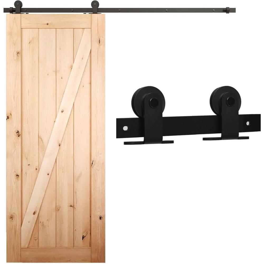 Evergreen International CCJH 5FT Sliding Barn Door Hardware Kit, Heavy Duty, Smoothly and Silently, Easy to Install, Fit 30" Width Single Door Pan
