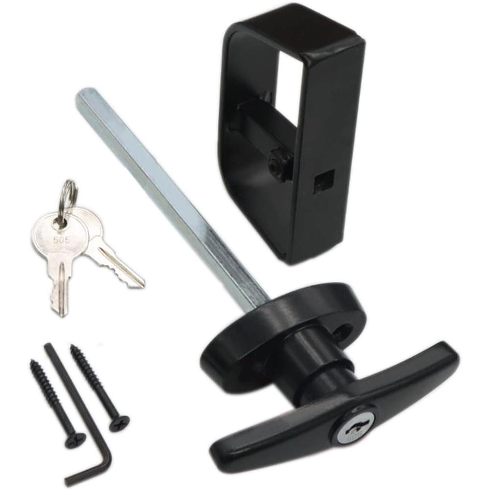 Qlvily Shed Door Latch T-Handle Lock Kit with 2 Keys, Shed Door Lock, Storage Barn Shed Lock, 5&#194;&#189;" Stem