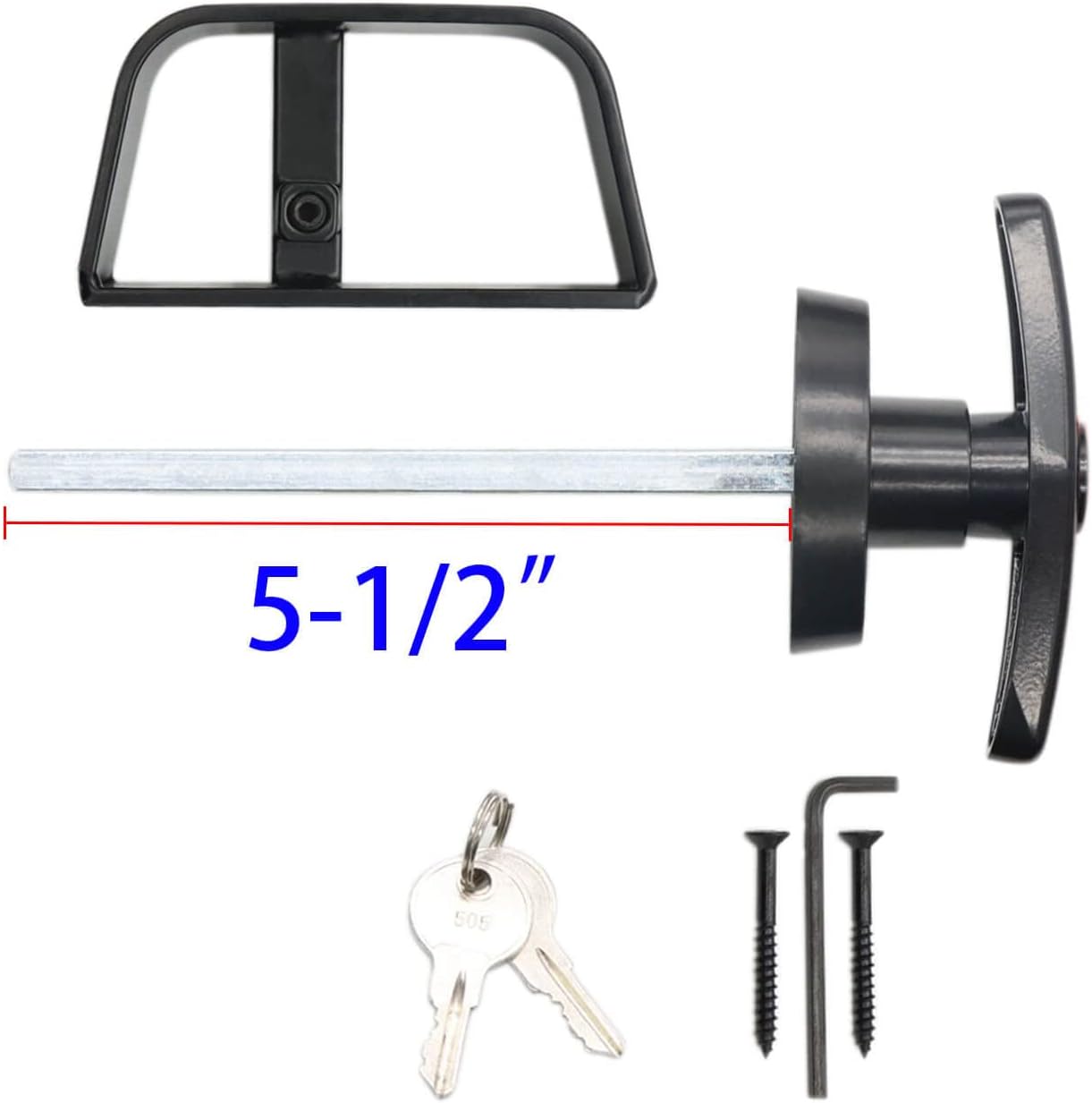 Qlvily Shed Door Latch T-Handle Lock Kit with 2 Keys, Shed Door Lock, Storage Barn Shed Lock, 5&#194;&#189;" Stem