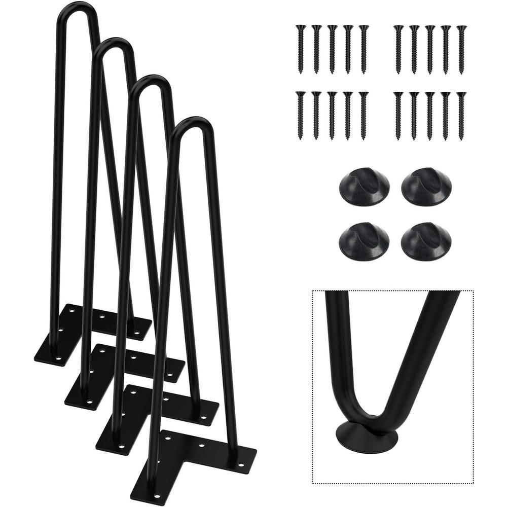 Orgerphy 16&#226;&#128;&#157; Black Hairpin Furniture Legs(4PCS) | Heavy-Duty Hairpin Legs End Table Legs| with Screws and 4