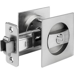 goldenwarm Pocket Door Lock, Satin Nickel Contemporary Privacy Square Pocket Door Hardware, Silver Sliding Pocket Door Lock