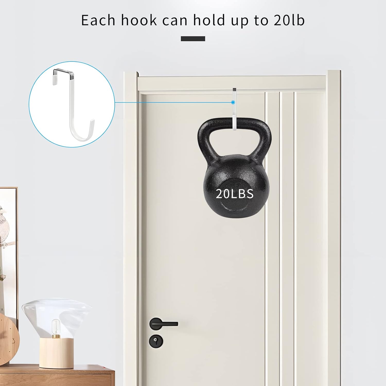 FYY Over the Door Hooks, 4 Pack Door Hangers Hooks with Rubber Prevent Scratches Heavy Duty Organizer Hooks for Living Room, Bathro