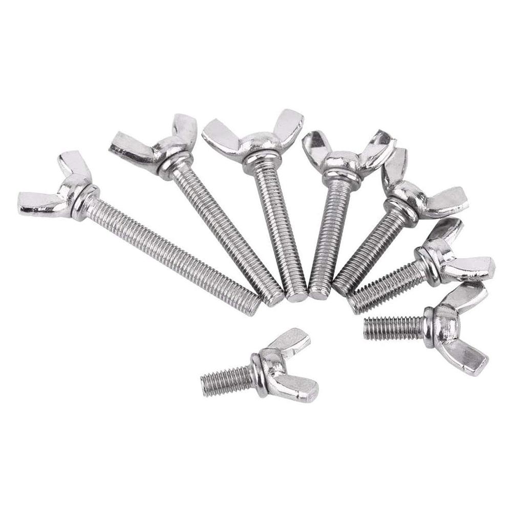 Generic 10 Pcs M4 304 Stainless Steel Wing Butterfly Screws Bolts Wing Bolt Machine Fastener Thumb Hand Screws (M4-0.7 x 12mm)