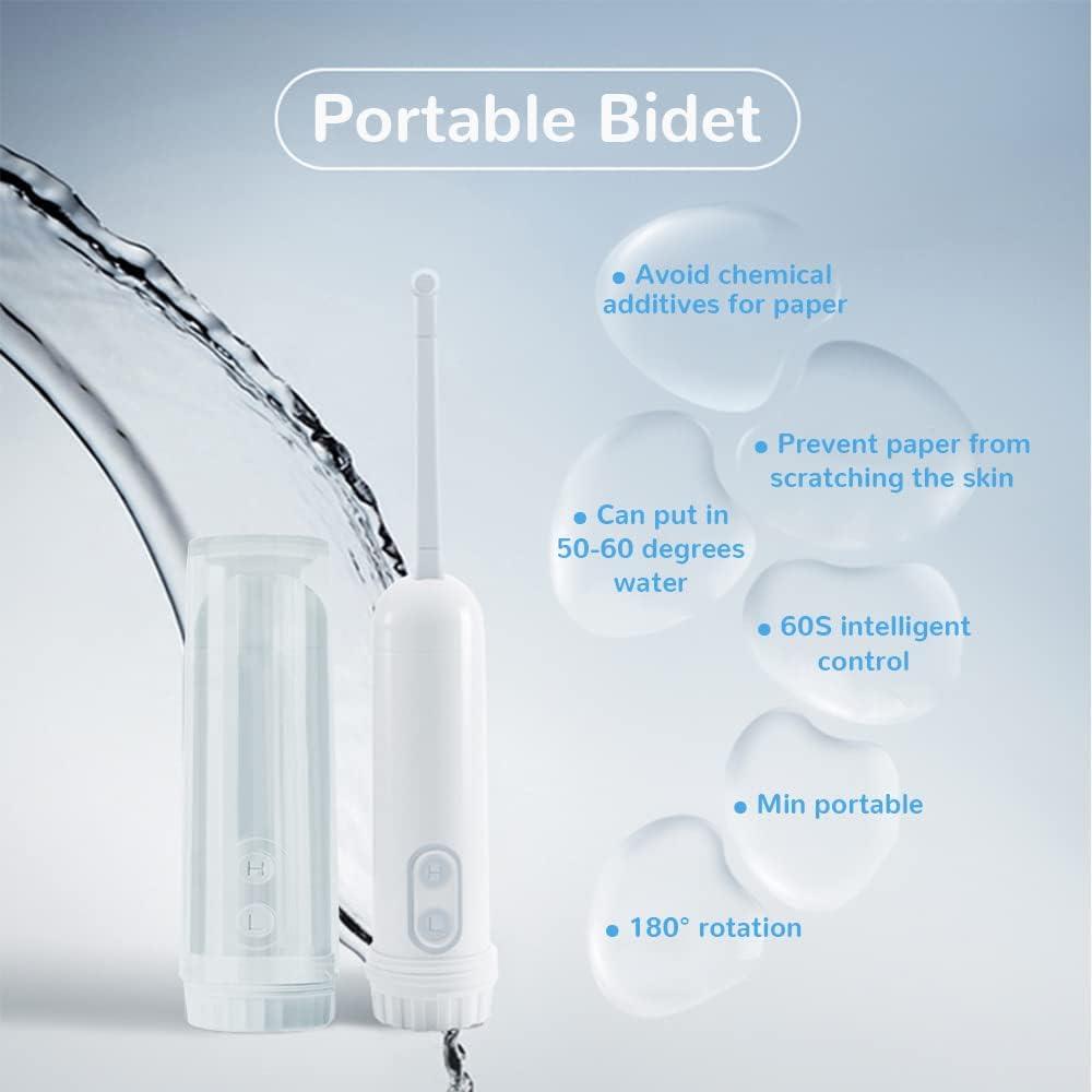 COSOROW Portable Bidet for Travel, Electric Portable Bidet Mini Foldable Handheld Bidet Sprayer Toilet for Personal Hygiene Cleaning Ou