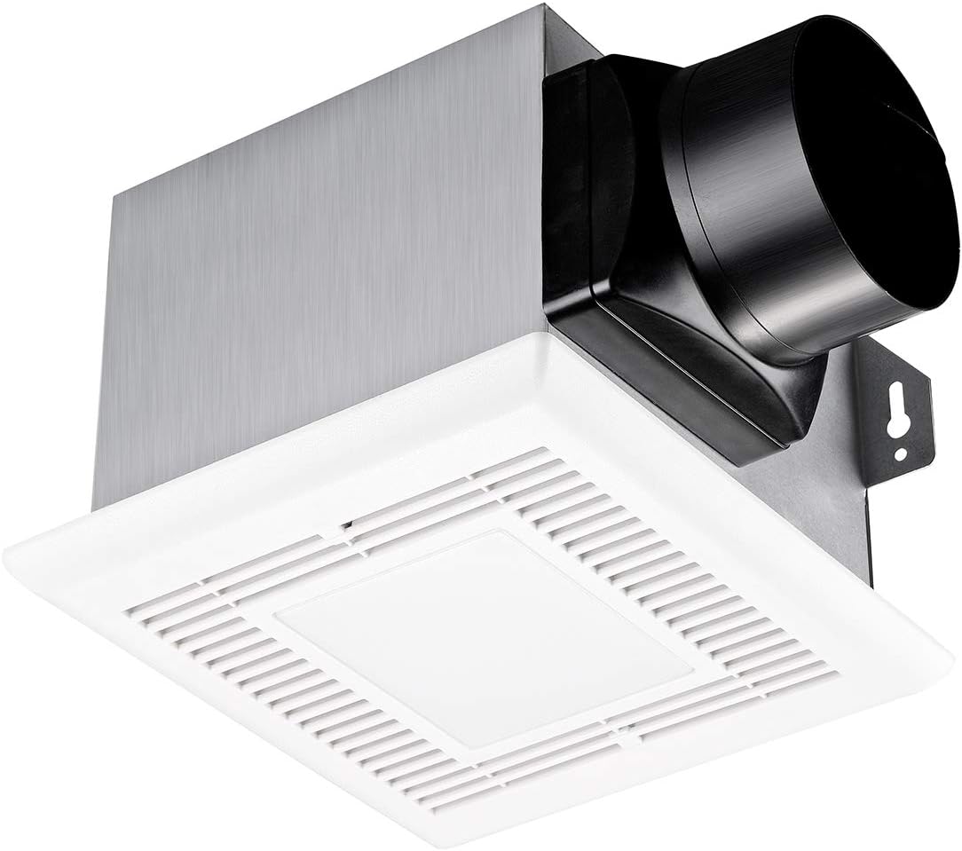 Tech Drive Bathroom Fan with Light 50 CFM 1.0Sone No Attic Access Needed Installation,Very Quiet Bath Ventilation and Exhaust Fan with LED