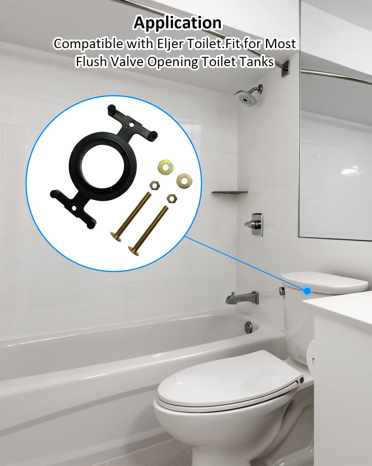 Generic 04-3817 Toilet Tank to Bowl Bolt Set Fit for Eljer Toilet and Most Flush Valve Opening Toilet Tanks with Gasket Solid Brass Kit
