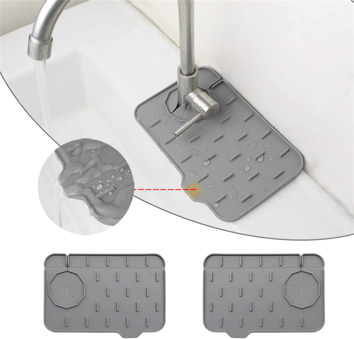BYTELIVE 2-Pack Bytelive Silicone Sink Mat, Mini Sink Splash Guard and Soap Sponge Holder for Kitchen Countertop Protect with Self Drain