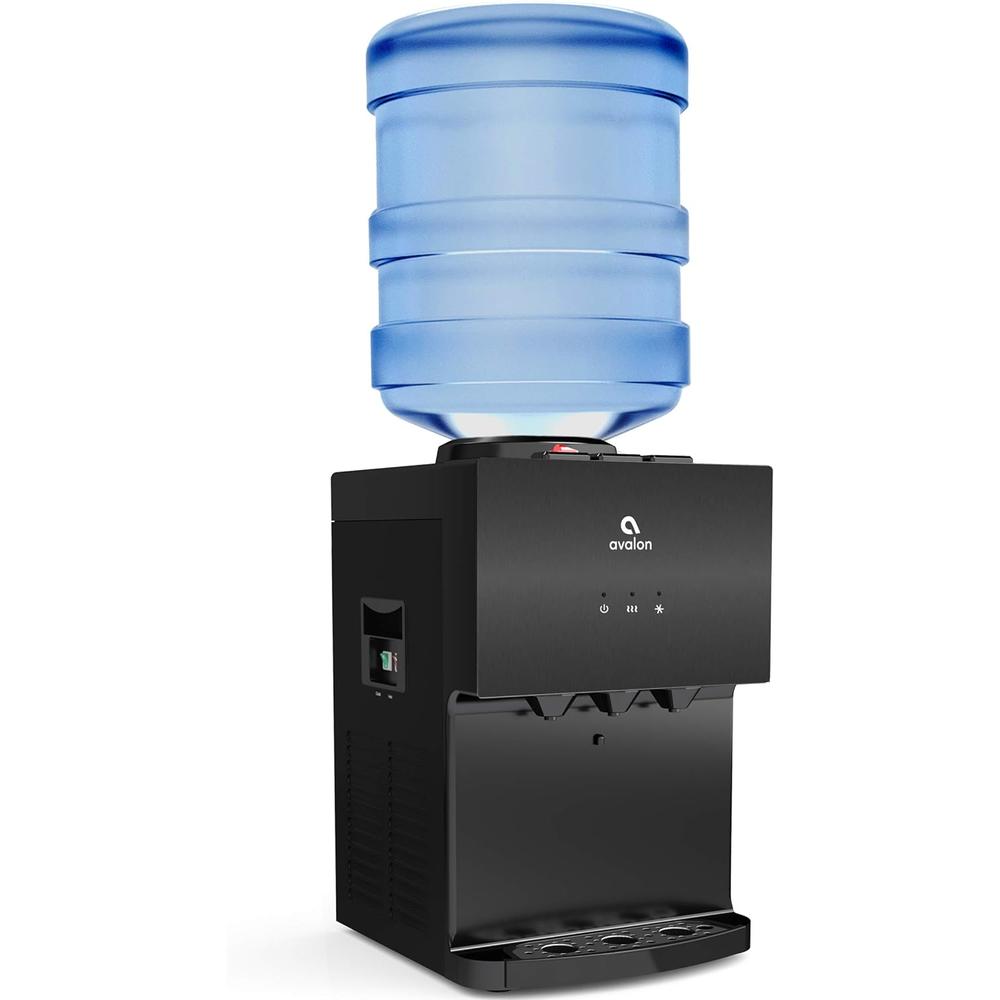 Avalon A11BLK 3 Temperature Top Loading Countertop Water Cooler Dispenser with Child Safety Lock. UL/Energy Star Approved-Black Stainl